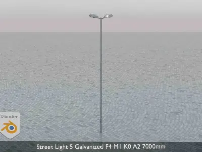 Street Light 5 Galvanized F4 M1 K0 A2 7000mm Low-poly 3D model