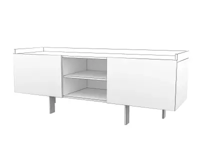 Tratto oak and burgundy sideboard 3D model