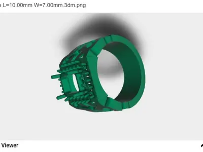 Men Ring With Emerald Cut Center Stone 3D print model