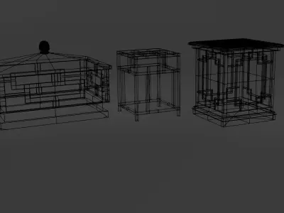 Japanse style candles Low-poly 3D model