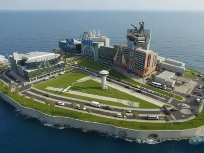 Modular Island Air Base City Map 3D model