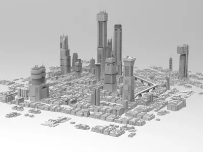 SCI-FI CITY FUTURISTIC  Low-poly 3D model