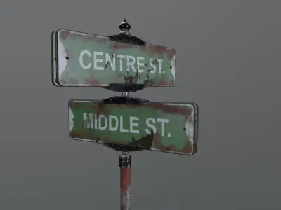 Post Apocalyptic Sign Low-poly 3D model