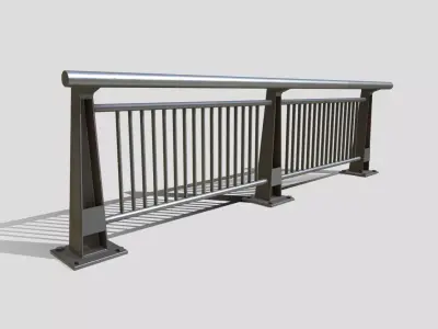 handrail bridge railing  Bridge metal railing Low-poly 3D model