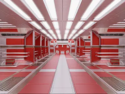 Sleek Sci-fi Corridor 3D model