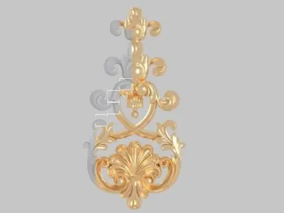 pattern wood cnc  flowers 3d model  classical gold frame  3D model