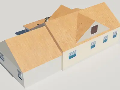 Family house 3D low poly Low-poly 3D model