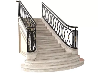 Classic marble stair in Art Deco style 3D model