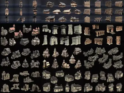 Medieval MEGABUILDER COLLECTION 3D Model Pack