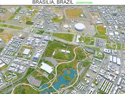 Brasilia Downtown in Brazil Low-poly 3D model