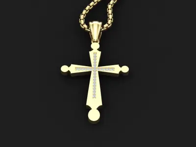 High Cross Pendant Light Gold 18K 3CP036 3D print model