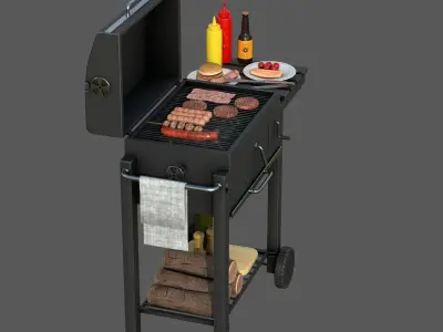 Barbecue with Complements 3D model