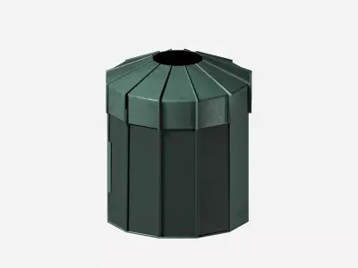 Outdoor street green container gargabe waste bin Low-poly 3D model