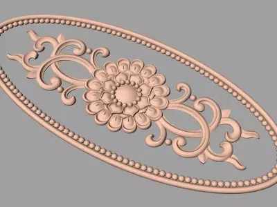Door flower relief model STL format for CNC carving E474 3D model