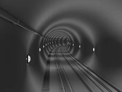 Underground Railway Tunnel-Track 3D model