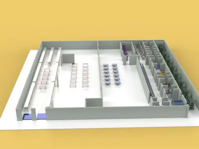 ASSEMBLING WORKSHOP FACTORY INDUSTRIAL FLOOR PLAN PRODUCTION 3D model