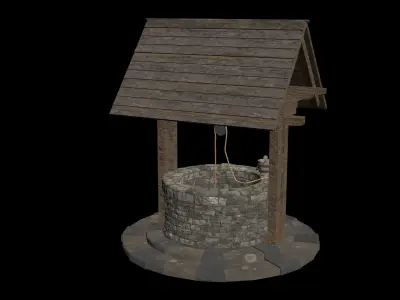 Medieval Well Low-poly 3D model 2