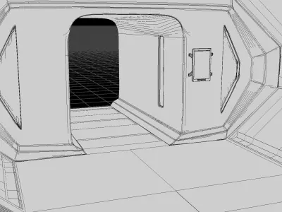 Sci fi Corridor White  Low-poly 3D model