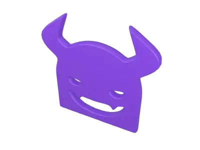 Angry Face with Horns Symbol V1 002 Low-poly 3D model