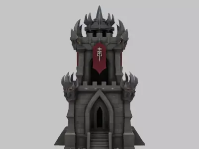 Dark Fortress Tower Low-poly 3D model