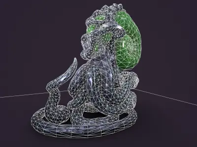 Ancient creature statue Low-poly 3D model