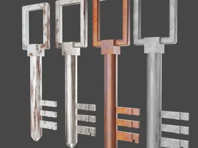 Old Key - Rusty Iron Material MEGA PACK Low-poly 3D model