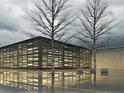 Modern Wooden Production Facility 3D model