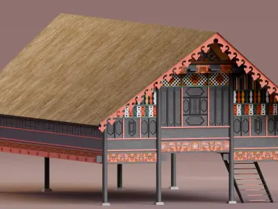 Traditional Houses - Rumah Krong Bade Low-poly 3D model