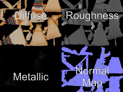 Colorful Teepee Tent Model Pack Low-poly 3D model