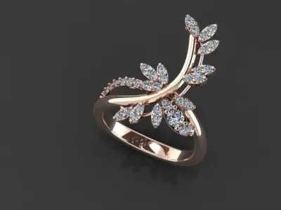 M Ring rose gold with diamonds 3D print model