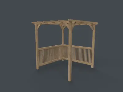 PBR Wooden Pergola Gazebo C5 Low-poly 3D model