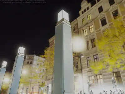 Street Light 8 Bollard 900mm Futuristic Blue Version 6  Low-poly 3D model