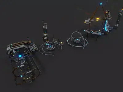 Sci-Fi City Package Low-poly 3D model