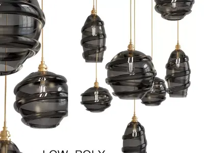 Misto Large Round Multi-Port Chandelier low poly 3d model Low-poly 3D model