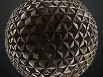 Geometric Triangle Wood Mosaic PBR Seamless Texture
