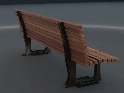 Wooden Bench PBR Game Ready 3D Model Low-poly 3D model