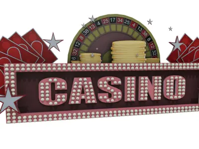casino signboard sign las vegas high-poly textured  3D model
