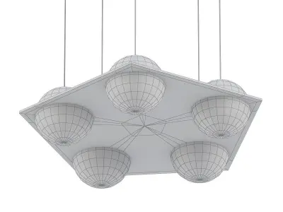 Laurent Collection pendant light with five balls hanging from it 3D model