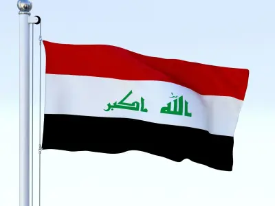 Animated Iraq Flag Low-poly 3D model
