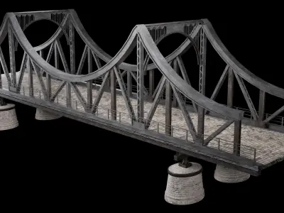 STEEL METAL BRIDGE POST APO PLATFORM BASCULE COLLECTION Low-poly 3D model