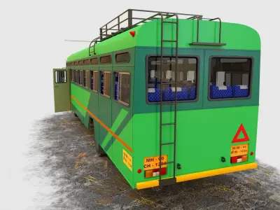 INDIAN HIRKANI ST BUS V 01 Dark green And Light green Low-poly 3D model