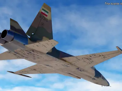  Iranian Aircraft HESA Saeqeh without Arm Rigged for Maya 