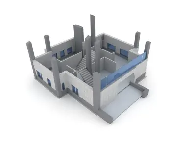 Animated process of house building  3D model