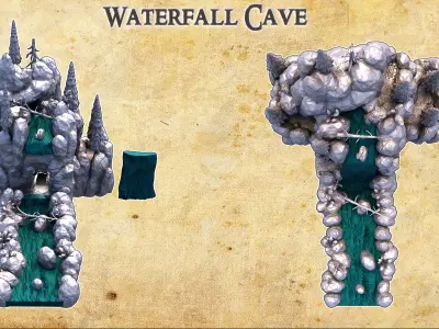 Waterfall Cave Tabletop Terrain 28MM  3D print model