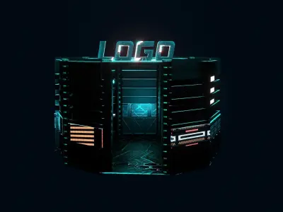 Dark light sci-fi room 3D model