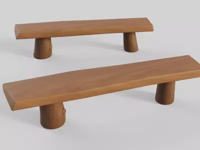 Cartoon Bench 8 Low-poly 3D model