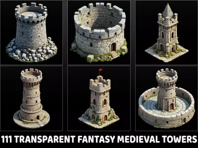 111 Transparent Fantasy Medieval Towers Texture