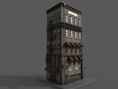 10-10 Old New york buildings Barbershop 1930 3D model