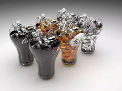 Glasses With Carbonated Drink 3D model