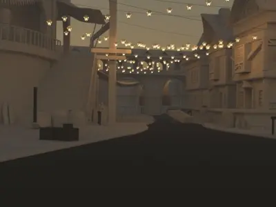 Medieval Street 3D Game Environment Low-poly 3D model